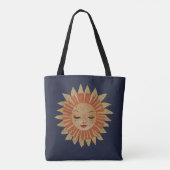 Bohemian Boho Folk Art Moon Zon Hemelse Marine Tote Bag (Achterkant)