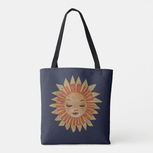 Bohemian Boho Folk Art Moon Zon Hemelse Marine Tote Bag (Achterkant)