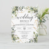 Bohemian boho greenery foliy Gold lijsten bruiloft Kaart (Staand voorkant)