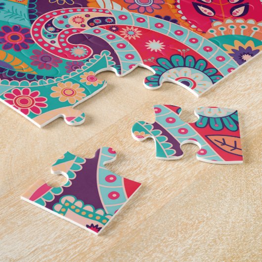 Bohemian Boho MOD Hippy Chic Flower Pattern Legpuzzel (Zijkant)