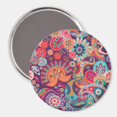 Bohemian Boho MOD Hippy Chic Flower Pattern Magneet (Voorkant / Achterkant)