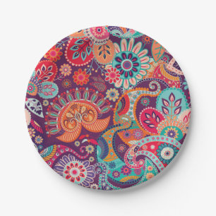 Bohemian Boho MOD Hippy Chic Flower Pattern Papieren Bordje
