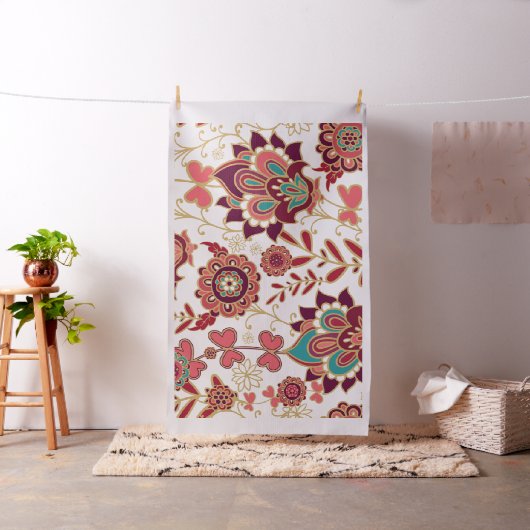 Bohemian Boho MOD Hippy Chic Flower Pattern Stof (Voorbeeld)
