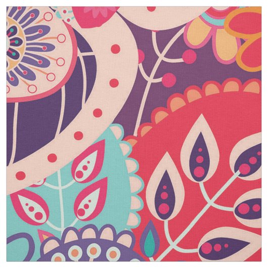 Bohemian Boho MOD Hippy Chic Flower Pattern Stof (Swatch)