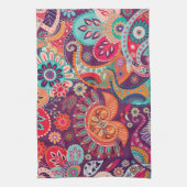 Bohemian Boho MOD Hippy Chic Flower Pattern Theedoek (Verticaal)