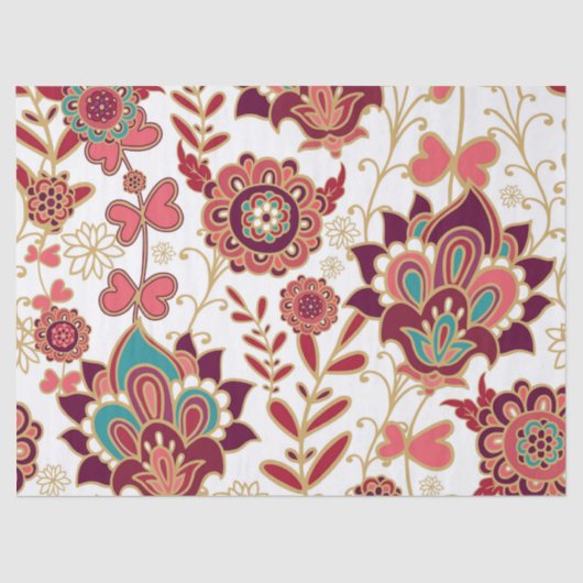 Bohemian Boho MOD Hippy Chic Flower Pattern Tissuepapier (Voorkant)