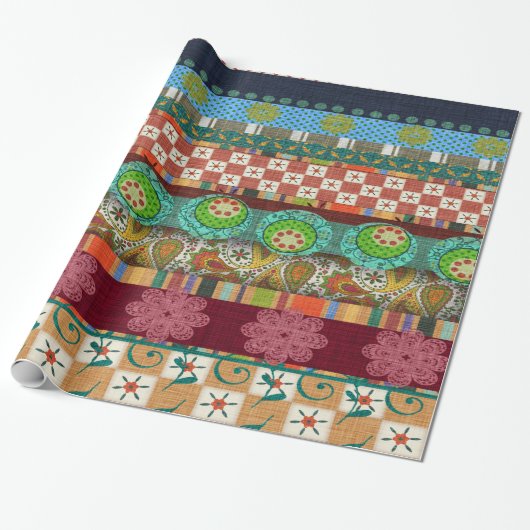 Bohemian Boho MOD Hippy Chic Pattern Cadeaupapier (Uitgerold)