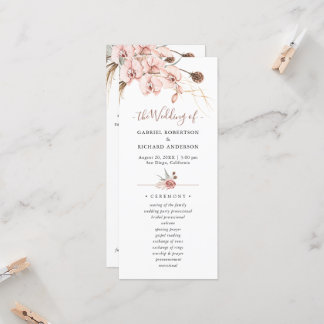 Bohemian Boho Orchid Wedding Ceremony Programme
