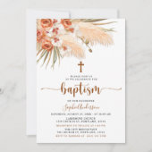 Bohemian boho Pampas Grass Baptisme Invitation Kaart (Voorkant)