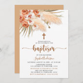 Bohemian boho Pampas Grass Baptisme Invitation Kaart (Voorkant / Achterkant)