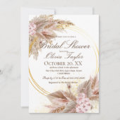 Bohemian Boho Pampas Roze Bloem Vrijgezellenfeest Kaart (Voorkant)