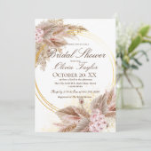 Bohemian Boho Pampas Roze Bloem Vrijgezellenfeest Kaart (Staand voorkant)