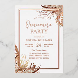 Bohemian Boho Quinceanera Party Roos Gold Folie Uitnodiging