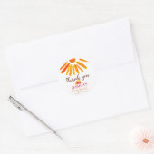 Bohemian Boho Rainbow Sun Baby shower Sinaasappel  Ronde Sticker (Envelop)