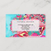 Bohemian boho red blue floral paisley visitekaartje (Achterkant)