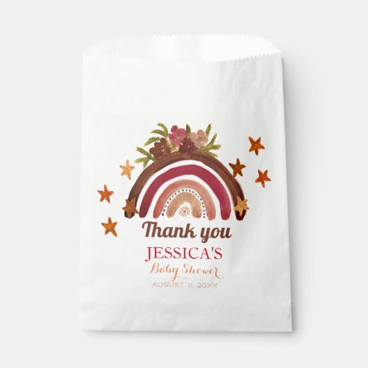 Bohemian Boho Regenboog Baby shower Aardse Schatti Bedankzakje (Voorkant)