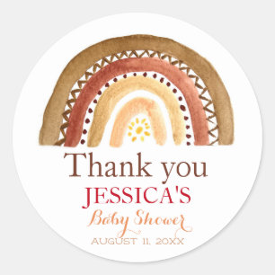 Bohemian Boho Regenboog Baby shower Aardse Schatti Ronde Sticker