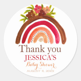 Bohemian Boho Regenboog Baby shower Aardse Schatti Ronde Sticker