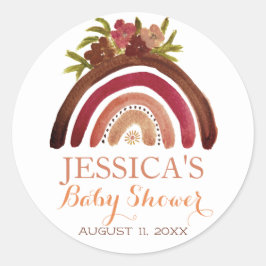 Bohemian Boho Regenboog Baby shower Aardse Schatti Ronde Sticker