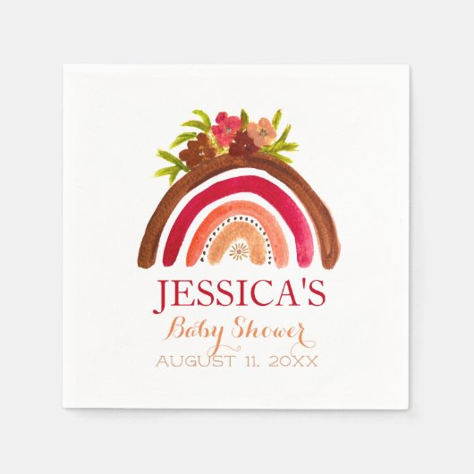 Bohemian Boho Regenboog Baby shower Aardse Schatti Servet (Voorkant)