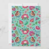 Bohemian Boho Turquoise Fiesta Folk Flowers Kaart (Achterkant)