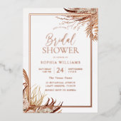 Bohemian Boho Vrijgezellenfeest Roos Gold Folie Uitnodiging (Voorkant)