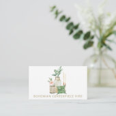 Bohemian Boho Wedding Centerpart Jar Vase Hire Visitekaartje (Staand voorkant)