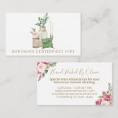 Bohemian Boho Wedding Centerpart Jar Vase Hire Visitekaartje (Voorkant / Achterkant)