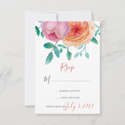 Bohemian Bold Bloemen Bruiloft RSVP Kaart (Voorkant)