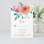Bohemian Bold Bloemen Bruiloft RSVP Kaart (Staand voorkant)