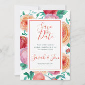 Bohemian Bold Floral Save the Date Card Kaart (Voorkant)