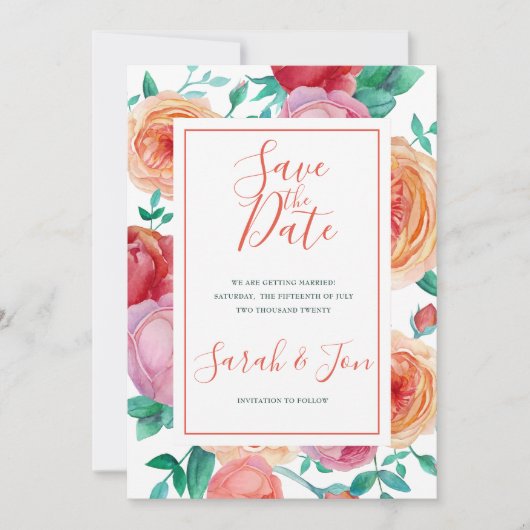 Bohemian Bold Floral Save the Date Card Kaart (Voorkant)