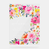Bohemian bold floral waterverf bruids welkom acryl bord (Voorkant)