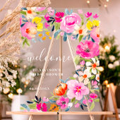 Bohemian bold floral waterverf bruids welkom acryl bord