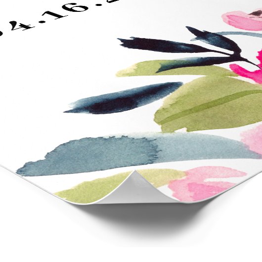 Bohemian bold floral waterverf bruids welkom poster (Hoek)