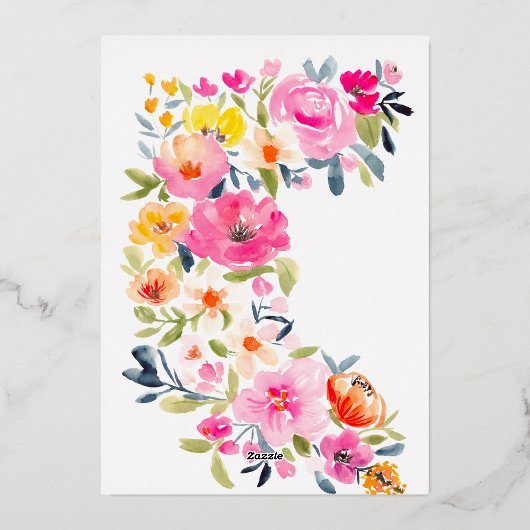 Bohemian bold floral waterverf vrijgezellenfeest folie uitnodiging (Achterkant)