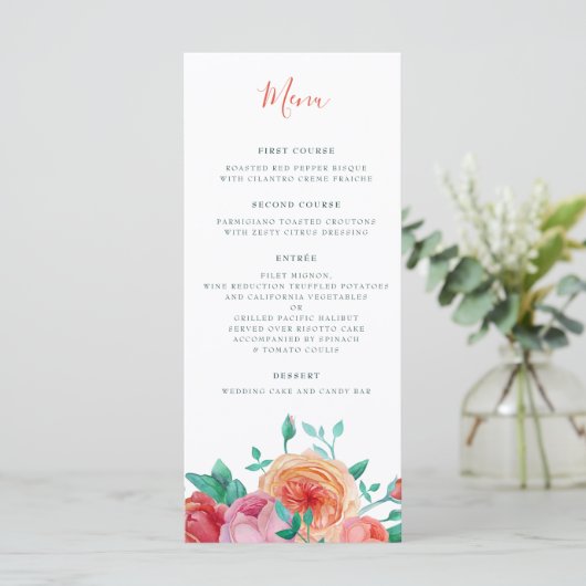 Bohemian Bold Floral Wedding Menu (Staand voorkant)