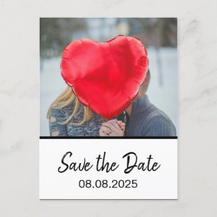 Bohemian Bold Moderne Foto Wit Bewaar de Datum Briefkaart