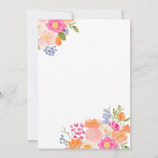 Bohemian bold wilde bloemen 3 foto's afstuderen aankondiging (Achterkant)