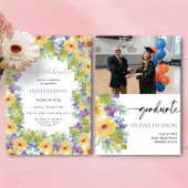 Bohemian bold wilde bloemen foto's chic afstuderen kaart