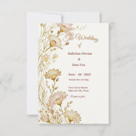 Bohemian, botanical style Invitation Kaart