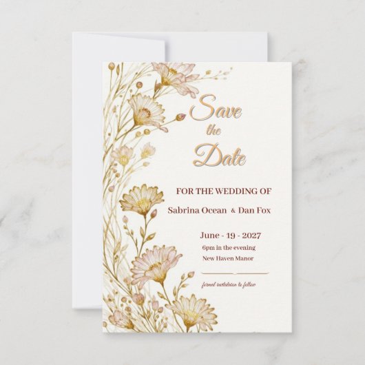 Bohemian, botanical style Save The Date (Voorkant)