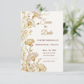 Bohemian, botanical style Save The Date (Staand voorkant)