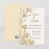 Bohemian, botanical style Save The Date (Voorkant / Achterkant)