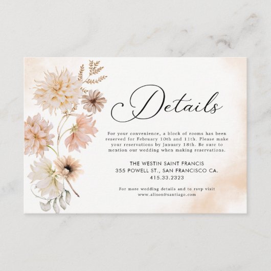 Bohemian Botanical Wedding Details Enclosure Kaart (Voorkant)