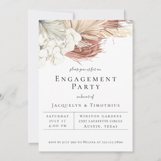 Bohemian Botanicals Engagement Party Aankondiging (Voorkant)