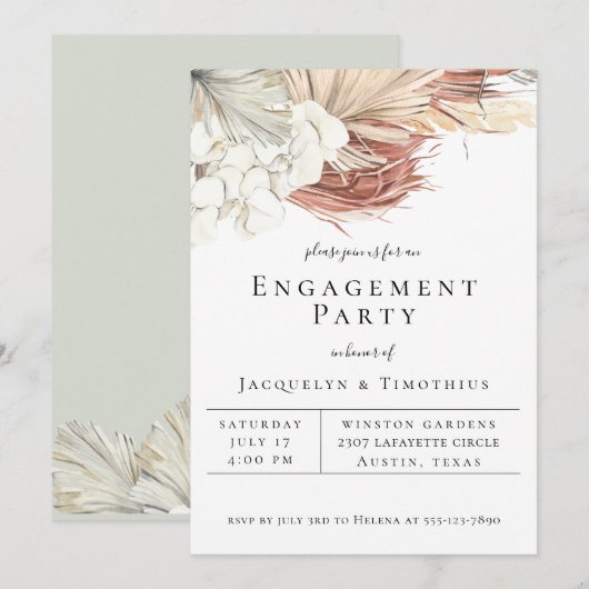 Bohemian Botanicals Engagement Party Aankondiging (Voorkant / Achterkant)