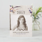Bohemian Bouquet Graduation Invitations Kaart (Staand voorkant)