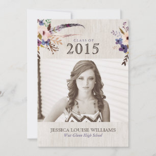 Bohemian Bouquet Graduation Invitations Kaart
