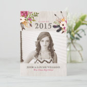 Bohemian Bouquet Graduation Invitations Kaart (Staand voorkant)